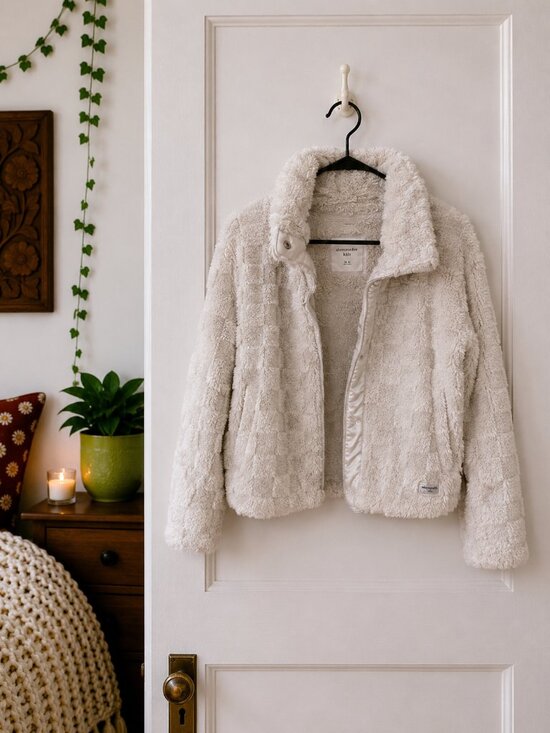 abercrombie kids Other - Abercrombie Kids Sherpa Fleece Zip Jacket Girls 13/14 Ivory Cozy